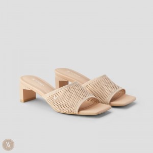 Almond Mesh VIVAIA Juliet Women's Square-Toe Block Heel Slide - IEM-8014