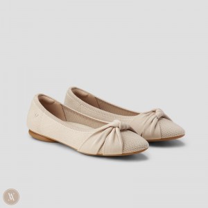 Almond VIVAIA Bibi Women's Round-Toe Knotted Flats - BIO-0602