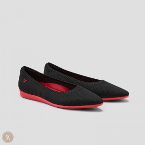 Black Red VIVAIA Aria CloudWalker Women's Lightweight Pointed-Ballet Flats - ZVY-7368