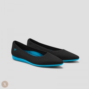 Black VIVAIA Aria CloudWalker Women's Lightweight Pointed-Ballet Flats - AQV-5298