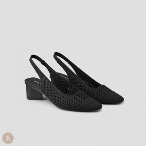 Black VIVAIA Leah Women's Pointed-Toe Sling-Back Heels - ZYE-2434