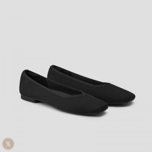 Black VIVAIA Margot 2.0 Women's Square-Toe V-Cut Flats - ALQ-5221