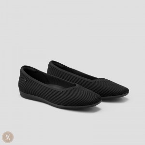 Black VIVAIA Margot CloudWalker Women's Lightweight Square-Toe V-Cut Flats - CTL-0236