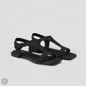 Black VIVAIA Mia Women's Square-Toe Adjustable Sandals - EZF-5804