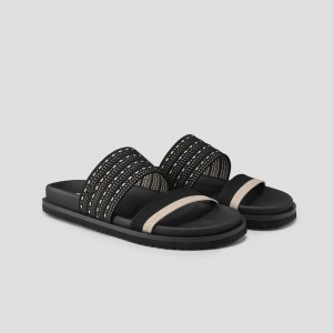 Black VIVAIA Naina Women's Double Straps Slide Sandals - XIS-1952