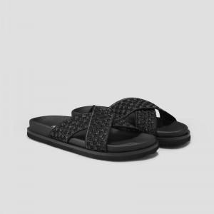 Black VIVAIA Natalia Women's Criss Cross Straps Slides - SDF-4965