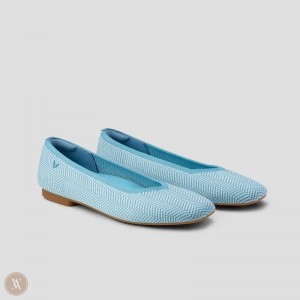 Blue VIVAIA Margot 2.0 Women's Square-Toe V-Cut Flats - APW-8618