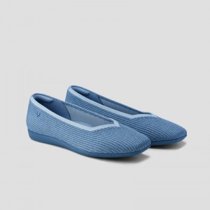 Blue VIVAIA Margot Walker Women's Lightweight Square-Toe V-Cut Flats - QMU-5598