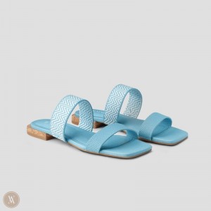 Blue VIVAIA Maya Women's Square-Toe Slide Sandals - QXN-4871