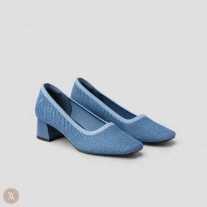 Blue VIVAIA Melody Women's Square-Toe Chunky Heels - RRQ-6709