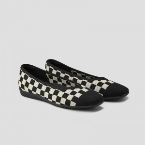 Checker VIVAIA Margot Walker Women's Lightweight Square-Toe V-Cut Flats - IWT-1865