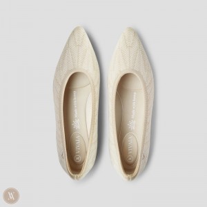 Cream White VIVAIA Aria 5° Hemp Women's Pointed-Toe Ballet Flats - MHK-5634