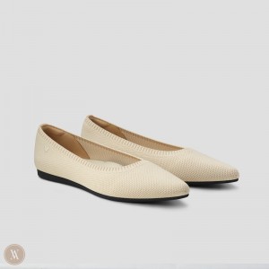 Cream White VIVAIA Aria 5° Women's Pointed-Toe Ballet Flats - OCZ-5875