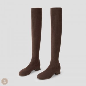 Dark Chocolate VIVAIA Madeline Women's Over-Knee Water Repellent Wool Boots - RLQ-5748