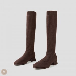 Dark Chocolate VIVAIA Tara Women's Knee-High Water Repellent Wool Boots - WUT-8272