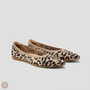 Dark Leopard VIVAIA Aria 5° Women's Pointed-Toe Ballet Flats - IPK-3421