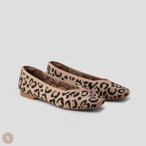 Dark Leopard VIVAIA Margot 2.0 Women's Square-Toe V-Cut Flats - IBU-7286