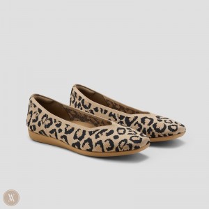 Dark Leopard VIVAIA Margot CloudWalker Women's Lightweight Square-Toe V-Cut Flats - ZHI-0297