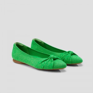 Green VIVAIA Bibi Women's Round-Toe Knotted Flats - RII-7171