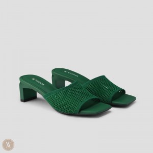 Green VIVAIA Juliet Women's Square-Toe Block Heel Slide - ZVO-1723