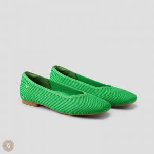 Green VIVAIA Margot 2.0 Women's Square-Toe V-Cut Flats - GZU-9764