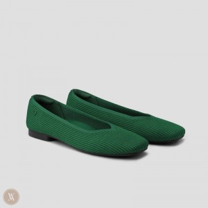 Green VIVAIA Margot 2.0 Women's Square-Toe V-Cut Flats - SEQ-7427