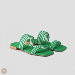 Green VIVAIA Maya Women's Square-Toe Slide Sandals - CKQ-7042