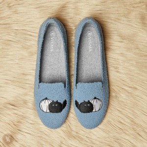 Grey Blue VIVAIA Audrey Women's Round-Toe Terry Knit Loafers - PMZ-7745