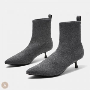 Grey VIVAIA Naomi Women's Pointed-Toe Heeled Boots - TII-0077