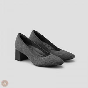 Grey VIVAIA Tamia Block Heel Women's Almond Toe Heels - ZJP-1696