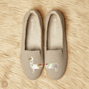 Latte - Llama VIVAIA Audrey Women's Round-Toe Terry Knit Loafers - KLE-7615