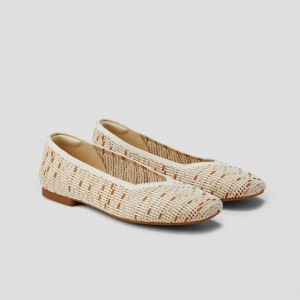 Nature Crochet VIVAIA Margot 2.0 Women's Square-Toe V-Cut Flats - AZE-4967