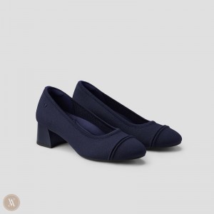 Navy VIVAIA Julie Pro Women's Round-Toe Chunky Heels - NYG-7482