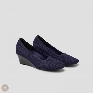 Navy VIVAIA Margot Wedge Pro Women's Square-toe Wedge - FXN-8256