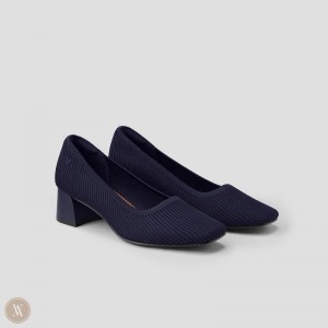 Navy VIVAIA Melody Women's Square-Toe Chunky Heels - LZN-5941