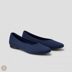 Navy VIVAIA Tamia 2.0 Women's Almond-Toe Ballet Flats - EYI-5349