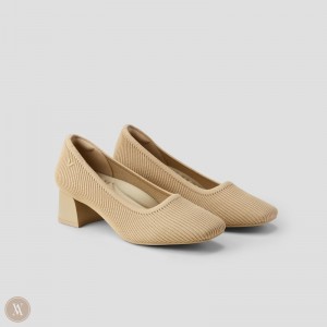 Nude Peach VIVAIA Melody Pro Women's Square-Toe Chunky Heels - XVD-6038