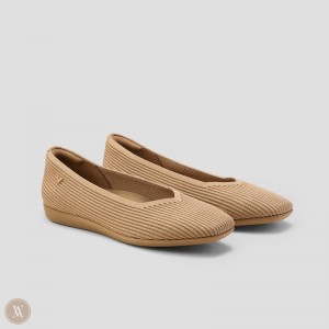 Nutmeg VIVAIA Margot CloudWalker Women's Lightweight Square-Toe V-Cut Flats - CVY-7348