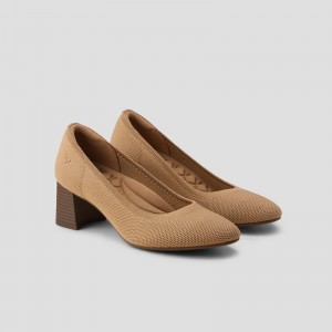 Nutmeg VIVAIA Tamia Block Heel Women's Almond Toe Heels - LEI-0849