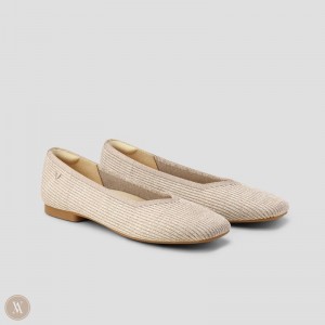 Oatmilk VIVAIA Margot 2.0 Women's Square-Toe V-Cut Flats - JZV-7447