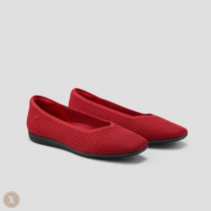 Red VIVAIA Margot CloudWalker Women's Lightweight Square-Toe V-Cut Flats - YIG-9163