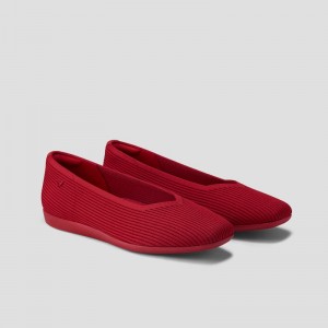 Red VIVAIA Margot Walker Women's Lightweight Square-Toe V-Cut Flats - DKL-6650