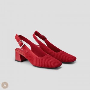 Red VIVAIA Melody Slingback Women's Square Toe Block Heel - CHW-5904