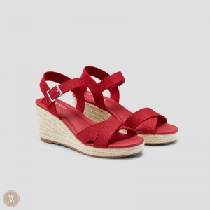 Red VIVAIA Sally Women's Round-Toe Wedge Sandals - WJH-2929