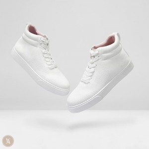 White VIVAIA Glenda Women's Round-Toe High-Top Sneakers - LRM-1518