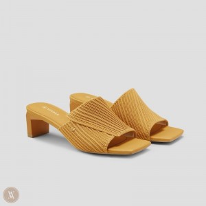 Yellow VIVAIA Jade Women's Square-Toe Block Heel Slide - LUC-5611