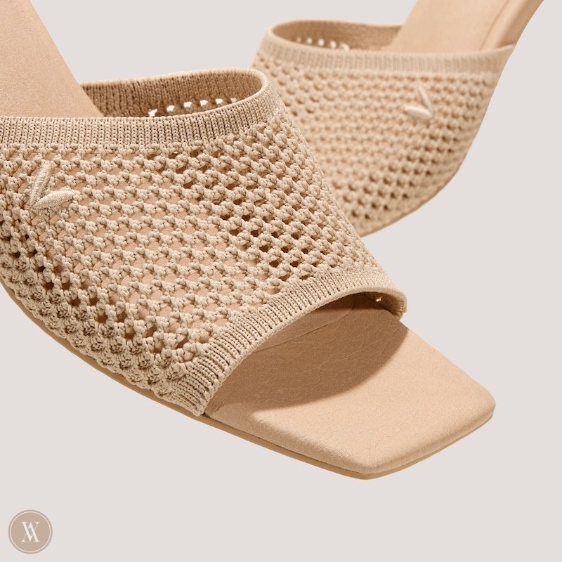 Almond Mesh VIVAIA Juliet Women's Square-Toe Block Heel Slide - IEM-8014