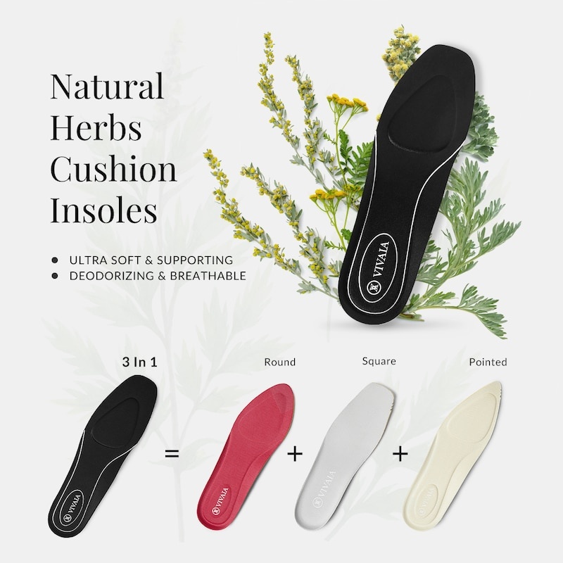 Black VIVAIA 3-in-1 Cuttable Natural Herb Insole Women\'s Insoles - VRZ-1025