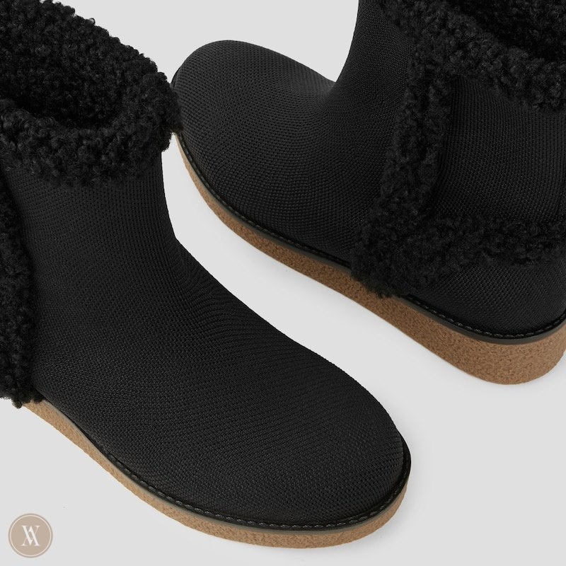 Black VIVAIA Courtney Women's Faux Fur Ankle Booties - FLS-9782