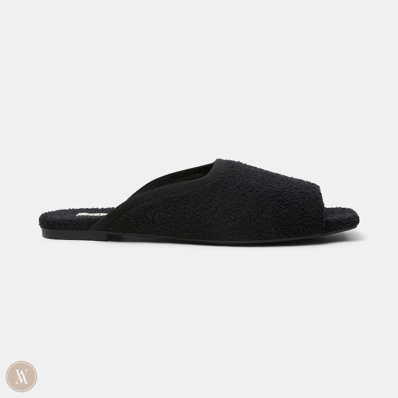 Black VIVAIA Helen Women's Square-Toe Fluffy Slides - XZH-8550